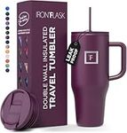 IRON °FLASK Co-Pilot 32 oz Insulated Tumbler with Straw & Flip Cap Lids - Cup Holder Bottle for Hot or Cold Drink - Leak-Proof, Double Walled - Water, Coffee Portable Travel Mug - Burgundy