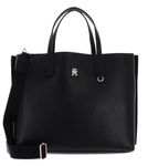 Tommy Hilfiger Women'Siconic Tommy Satchel Tote, Black, One Size