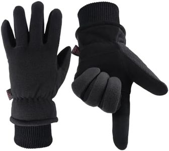 OZERO Deerskin Leather Winter Gloves for Men & Women: Water-Resistant, Windproof Cold Weather Gloves for Driving & Hiking, Warm to -34°C (Black, M)