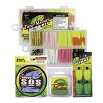 Trout Magnet Ultimate Bundle - 85 Piece Neon Grub Kit, 350 yd Trout S.O.S. Spool, 100% Fluorocarbon Phantom Leader Line, and 4 E-Z Trout Floats