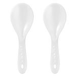 Cionyce 2PCS Plastic Rice Paddle Spoon Rice Scoop, Non-Stick Rice Spatula Rice Cooker Spoon Rice Serving Spoon 7.87 Inch (White B)