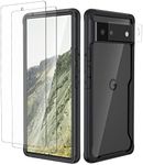 ORETech Designed for Google Pixel 6 Case with[2 x Tempered Glass Screen Protector][Camera Lens Protector] for Google Pixel 6 hockproof Bumper Hard PC Back Clear Cover Case for Google Pixel 6-Black