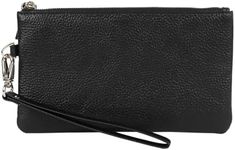 Jiusely Wristlet Bags for Women, Genuine Leather Wristlet Clutch, Zip Purse Wallet with Strap, Cell Phone Purse for Shopping, Walking, Holiday