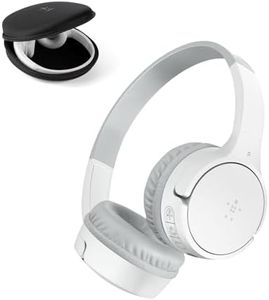 Belkin SoundForm Mini - Wireless Bluetooth Headphones for Kids with Built in Microphone - Kids On-Ear Headphones Wireless Bluetooth - Bluetooth Earphones for iPhone, Fire Tablet & More - White w/Case