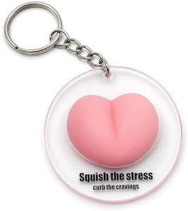 plahetluxe Silicone Squishy Fidget Keychain with Acrylic Case, Stress Relief Squeeze Toy Keyring (B)
