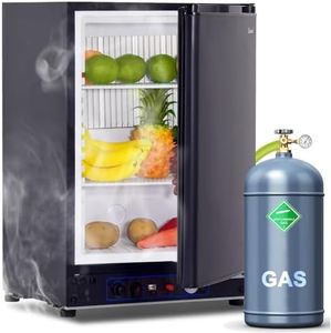 Propane Refrigerator 3 Way Fridge 12v Compact Without Freezer LPG/12V/240V for RV Truck Outdoor Camping Off Grid Caravan Motorhome Cabin Boat 2.1 Cu.Ft, Black