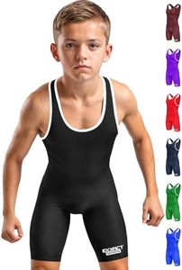 Exxact Sports Plain Youth Wrestling Singlet For Boys, Premium Powerlifting Singlet, Kids Wrestling Singlets For Training - (Black, YL)