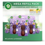 Air Wick Essential Mist Refills, Relaxing Lavender, Pack 3 x 20ml, Natural Essential Oils, Last up to 135 days, Air freshener