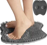 Shower Foot Scrubber Mat with Plantar fasciitis Massagers - Ideal for Relaxation & Sore Feet Relief (Grey)