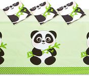 BLUE PANDA - Green Tablecloth for Panda Birthday Party Decorations (54 x 108 in, 3 Pack)