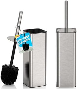 DOWRY Stainless Steel Toilet Bowl Brush and Holder for Bathroom Storage Organization Deep Cleaning Covered Brush Cleaner,Nickel Square 2PCS