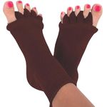 Soxbae Foot Alignment Orthopedic Cotton Socks for Men & Women | Five Toe Separator | Foot Pain Relief | Bunion Corrector | Plantar Fasciitis Support | Improves Posture & Flexibility | Free Size | Brown | 1 Pair