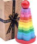 Jaques of London Rainbow Stacking Rings | Baby Stacking Rings | Wooden Toys for 1 2 3 Year Olds Boys and Girls | Educational Wooden Stacking Toys