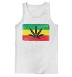 Men's Rasta Pot Leaf Flag Tank Top (White, Medium)