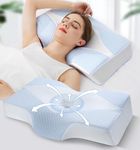 Memory Foam Neck Support Pillow for Neck and Shoulder Pain Sleeping with Cooling Pillowcase: Ergonomic Cervical Pillow 5X Pain Relief - Orthopedic Contour Bed Pillows for Side Back Stomach Sleepers