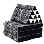 Leewadee - Comfortable Japanese Floor Mattress - Thai Floor Bed With Triangle Cushion - Futon Mattress - Thai Massage Mat, 170 x 53 cm, Black White, Kapok Filling