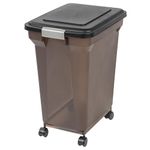 IRIS USA WeatherPro Airtight Dog Food Storage Container, Up to 19 Kg, Attachable Wheels, For Dog Cat Bird and Other Pet Food Storage Bin, Pet Supplies, Keep Fresh, Easy Mobility, BPA Free, Smoke/Black