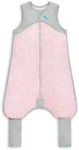 Love To Dream Lite Organic Sleep Suit, Sleeveless, Light and Ultra Breathable for Summer, Sleep and Play, 0.2 TOG Lightweight Wearable Blanket, Dusty Pink Stellar, (6-12 months)