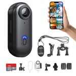 H8 64GB 4K Thumb Action Camera, Mini Body Cameras, Wearable Pocket Vlogging Camera, Multiple Accessory Mount Anywhere Small Portable Hands-Free Helmet Cam for Work, Cycling, Travel, Pet Walking (Black