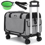 Pecute Cat Carrier Dog Carrier with Wheels Airline Approved, Pet Travel Carrier with Sunshade, Aluminum Alloy Tie Rod Silent Wheel, Pet Carrier Foldable for Cats Puppies(18" L x 12" W x 13" H)