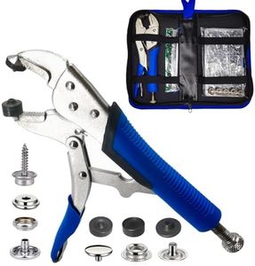 Heavy Duty Snap Fasteners Kit, Snap Fastener Pliers for Metal Snaps Installation on Boat Cover/Canvas/Carpet/Leather, Snap Fastener Tool with Screw Snap& Stainless Steel 15mm Marine (Blue)