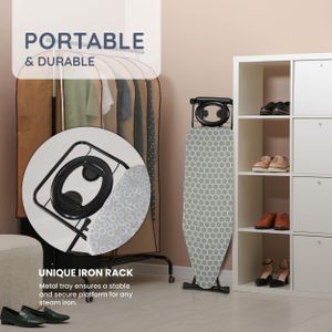 CUQOO Folding Ironing Board – 122x38cm Adjustable Laundry Table