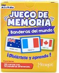 Menique, Juego de Memoria de Banderas del Mundo en español, para niños y adultos. Flags of The World, Memory Matching Game in Spanish, for Kids and Adults, 100 Tiles 50 Pairs.