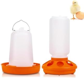 Chicken Waterer and Feeder Set - 1L Feeder, 1.5L Waterer, BPA Free Plastic - Baby Chick Supplies, Duck, Quail Feeder