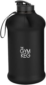 The Gym Keg Sports Water Bottle (2.2 L) Insulated | Half Gallon | Carry Handle | Big Jug Sport, 64oz Hydro Jug, Large Reusable Bottles | Ecofriendly, BPA Free Plastic, Leakproof For Men And Women (Stealth Black)