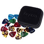 Rayzm Guitar Picks Plectrums 40pcs in a Durable Cloth Case, Premium Assorted Celluloid Picks for Guitar Bass & 6 Thickness 0.46/0.71/0.81/0.98/1.12/1.5 mm (Celluloid)