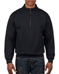 GILDAN Fleece Quarter-Zip Cadet Collar Sweatshirt, Style G18800, Black, X-Large