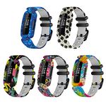 Compatible with Fitbit Ace 3 Bands for Kids, Replacement Silicone Printing Pattern Wristband Starps for Ace 3 Activity Tracker for Kids (Multicolor-5pcs)