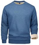 MAGCOMSEN Thermal Sweatshirt for Men Winter Tops Classic Plain Sweatshirts Comfortable Cotton Sweatshirts Fleece Pullovers Mens Classic Round Neck Plain Color Tops Casual Sweatshirt, Grey Blue