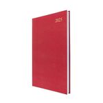 Collins Essential 2025 Eco Friendly Diary - A4 Day to a Page Business Planner with Leathergrain Hardback Cover and Recycled Paper - Red - E-ESSA41.15-25