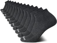 Reebok Men's Quarter Socks - 12 Pack Performance Cushion Comfort Socks - Breathable Athletic Ankle Socks for Men (6-12.5), Size 6-12.5, All Grey