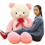 Back BENCHERS 5 Feet Giant Teddy Bear Soft Toy – Premium Extra Large Plush Teddy with Bow | Big Hugging Stuffed Animal Gift for Girls, Kids, Girlfriend, Birthday & Valentine (Pink White/60 inch)