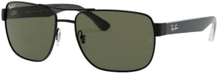 Ray-Ban Men's Black Frame/Green Lens Polarized Sunglasses - 113.96mm Lens