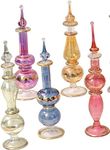 CraftsOfEgypt Genie Blown Glass Miniature Perfume Bottles for Perfumes & Essential Oils Set of 5 Decorative Vials Each 4 High (12cm) Assorted Colors