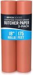 Pink Butcher Paper Roll - 2 Pack of 18 Inch x 175 Feet Rolls - Food Grade Peach Wrapping Paper for Smoking Meat of all Varieties - Made in USA