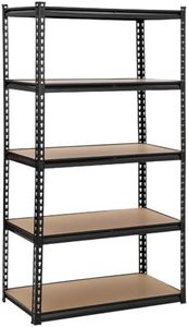 GarveeTech 5 Tier Garage Storage Shelves, Heavy Duty Utility Shelves Metal Shelving Unit, 48"L x 18"W x 73"H Adjustable Storage Shelves Utility Rack for Garage Kitchen Basement Pantry Laundry, Black