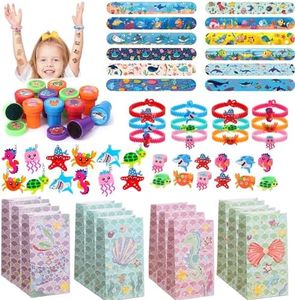 Dream HorseX 72 Piezas Cumpleaños Regalos Temáticos del Océano, Favores para Fiestas Bajo el Mar para Niños, Llavero Pulseras Bofetada Anillo Bolsa de Fiesta, fiesta en el océano Juego de obsequios