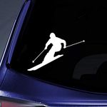 Bargain Max Decals Skier Silhouette Sticker Decal Notebook Car Laptop 5.5" (White)
