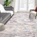 LuxFocus WaterProof Area Rug, Low Pile Moroccan Boho Home Deco Washable Oil & Stain Resistant Rug For Living Room Bedroom Dining Room, Non-Slip Pet & Kid Friendly Carpet 160 x 230 cm Multi