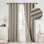 Deconovo 100% Blackout Curtains with Double-sided Faux Linen, Soft Eyelet Door Curtains 84 Drop, Thermal Insulated Curtains for Living Room, Linen, 52x84 Inch(Width x Length), 2 Panels