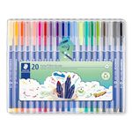 STAEDTLER 323 SB20 Triplus Colour Fibre-Tip Pens, 1.0mm - Assorted Colours (Pack of 20)