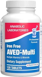 Iron Free Daily Multivitamin for Men and Women, 120 Tablets - AVED Daily Multi Vitamin and Minerals Health Supplement - Vitamins A, C, D, E, Vitamin B Complex, Zinc, Calcium, Magnesium, More
