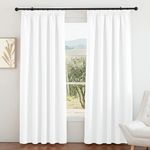 PONY DANCE Thermal Insulated Blackout Curtains for Window, Pencil Pleat Curtains for Office Privacy Protected Window Treatment Drapes for Bedroom Living Room, 2 Panels, Pure White, W66 X L90