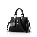 NICOLE & DORIS 2024 New Handbags for women Fashion Ladies Handbags & Shoulder Bags Designer Top Handle Bag with Pompom Black