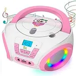 TinyGeeks Tunes Kids Boombox CD Player for Kids New 2024 + FM Radio + Batteries Included + Cute Pink Radio cd Player with Speakers for Kids and Toddlers