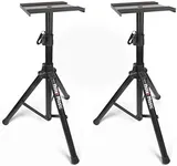 Pair of Studio Monitor Speaker Stands by Hola! Music, Professional Heavy-Duty Tripod Structure, Adjustable Height, Model HPS-600MS